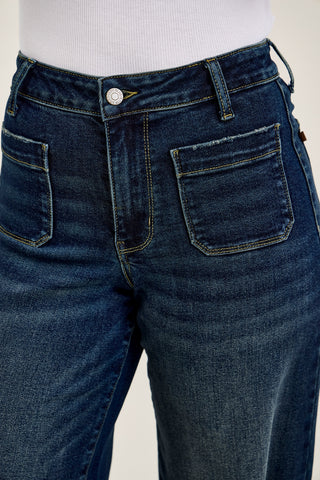 Liza Palazzo Jeans with Front Patch Pockets