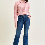 Kathy Mid Rise Bootcut Trousers with TC & Welt Pockets
