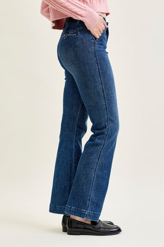 Kathy Mid Rise Bootcut Trousers with TC & Welt Pockets