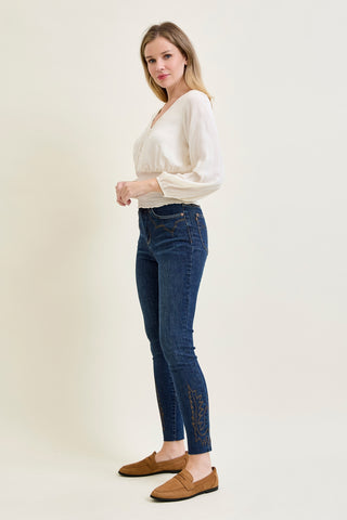 Sarah High Rise Skinny With Western Embroidery Detail