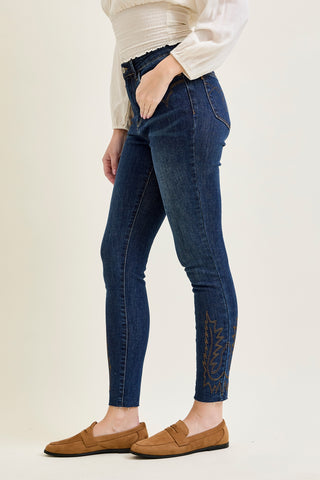 Sarah High Rise Skinny With Western Embroidery Detail