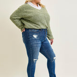 Sadie Mid Rise ThermaDENIM Insert Patch Skinny Jeans - PLUS