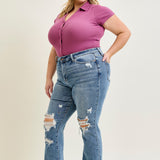 Faye Stone Wash Ripped Bootcut Jeans - PLUS