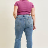 Faye Stone Wash Ripped Bootcut Jeans - PLUS