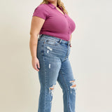 Faye Stone Wash Ripped Bootcut Jeans - PLUS