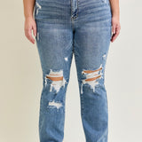 Faye Stone Wash Ripped Bootcut Jeans - PLUS