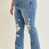 Faye Stone Wash Ripped Bootcut Jeans - PLUS