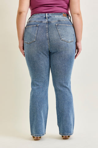 Faye Stone Wash Ripped Bootcut Jeans - PLUS