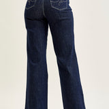 Eliana Rinse Geometric WB & Pkt Emb Wide Leg Jeans