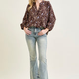 Megan Mid Rise Tinted Pin Tack Detail Flare Jeans