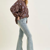 Megan Mid Rise Tinted Pin Tack Detail Flare Jeans