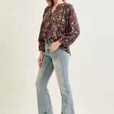 Megan Mid Rise Tinted Pin Tack Detail Flare Jeans