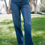 Courtney High Rise Cargo Wide Leg Jeans