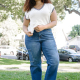 Courtney High Rise Cargo Wide Leg Jeans - PLUS