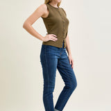 Hailey High Rise Pull On Double Cuffed Slim Jeans
