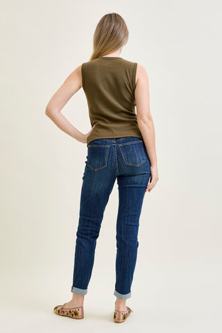 Hailey High Rise Pull On Double Cuffed Slim Jeans