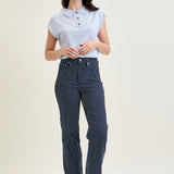 Vetti High Rise Tummy Control Striped Straight Fit