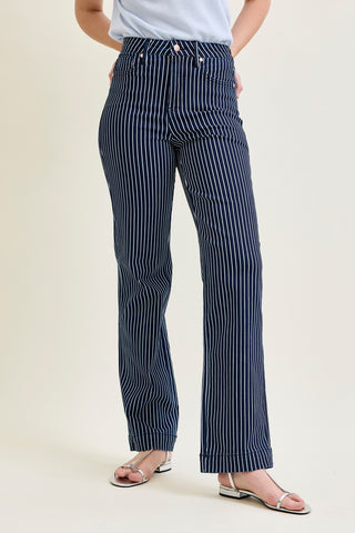 Vetti High Rise Tummy Control Striped Straight Fit