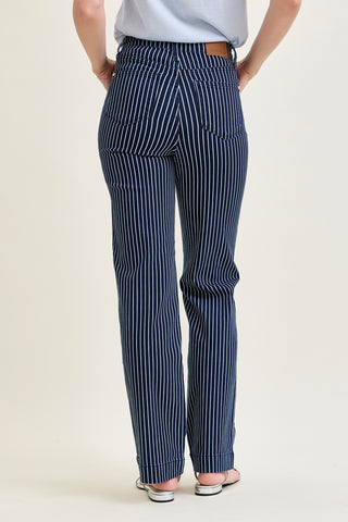 Vetti High Rise Tummy Control Striped Straight Fit