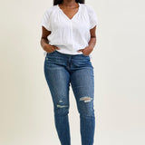 Freya Mid Rise Tummy Control Distressed Skinny - PLUS