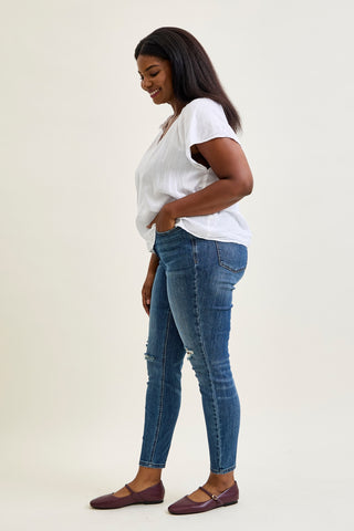 Freya Mid Rise Tummy Control Distressed Skinny - PLUS