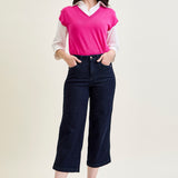 Diana High Rise Side Seam Braid Cropped Wide Leg Jeans