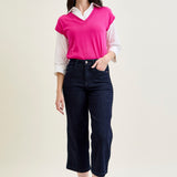 Diana High Rise Side Seam Braid Cropped Wide Leg Jeans