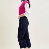 Diana High Rise Side Seam Braid Cropped Wide Leg Jeans
