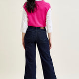 Diana High Rise Side Seam Braid Cropped Wide Leg Jeans