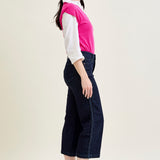 Diana High Rise Side Seam Braid Cropped Wide Leg Jeans