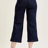 Diana High Rise Side Seam Braid Cropped Wide Leg Jeans