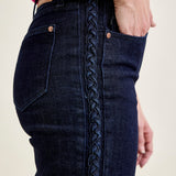 Diana High Rise Side Seam Braid Cropped Wide Leg Jeans