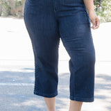 Diana High Rise Side Seam Braid Cropped Wide Leg Jeans - PLUS