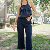 Diana High Rise Side Seam Braid Cropped Wide Leg Jeans