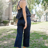 Diana High Rise Side Seam Braid Cropped Wide Leg Jeans