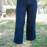 Diana High Rise Side Seam Braid Cropped Wide Leg Jeans