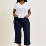 Diana High Rise Side Seam Braid Cropped Wide Leg Jeans - PLUS