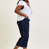 Diana High Rise Side Seam Braid Cropped Wide Leg Jeans - PLUS