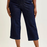 Diana High Rise Side Seam Braid Cropped Wide Leg Jeans - PLUS