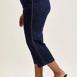 Diana High Rise Side Seam Braid Cropped Wide Leg Jeans - PLUS