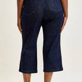 Diana High Rise Side Seam Braid Cropped Wide Leg Jeans - PLUS