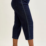 Diana High Rise Side Seam Braid Cropped Wide Leg Jeans - PLUS