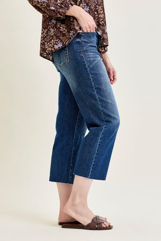 Dolly High Rise Back Pocket Classic Cropped Wide Leg Jeans