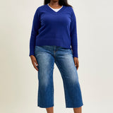 Dolly High Rise Back Pocket Classic Cropped Wide Leg Jeans - PLUS