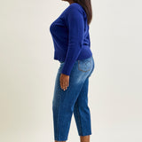 Dolly High Rise Back Pocket Classic Cropped Wide Leg Jeans - PLUS