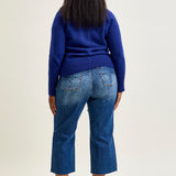 Dolly High Rise Back Pocket Classic Cropped Wide Leg Jeans - PLUS