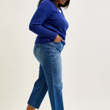 Dolly High Rise Back Pocket Classic Cropped Wide Leg Jeans - PLUS