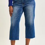 Dolly High Rise Back Pocket Classic Cropped Wide Leg Jeans - PLUS