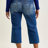 Dolly High Rise Back Pocket Classic Cropped Wide Leg Jeans - PLUS
