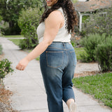 Cassandra Mid Rise Tummy Control Crop Wide Leg Jeans - PLUS